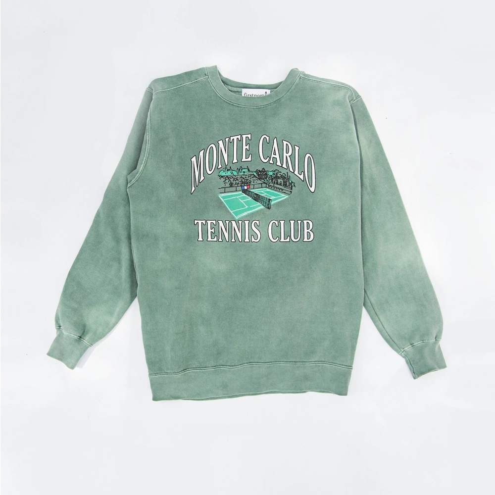 NWT! Firstport Monte Carlo Tennis Club Green Sweatshirt Large